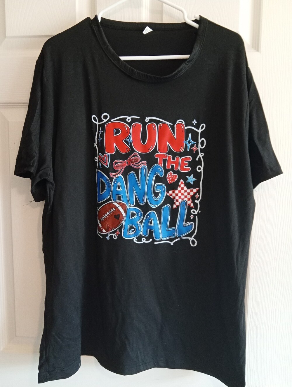 Unisex 'Run the Dang Ball' Graphic Tee - Black, Red & Blue